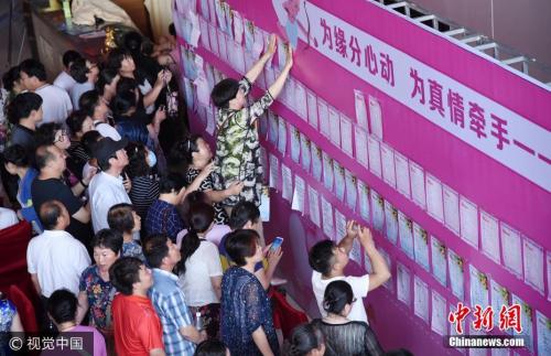 资料图：2017年5月20日，河北省邯郸市首届公益家长相亲会举行，此次“家长相亲会”有近400名家长和单身男女参加。图片来源：视觉中国